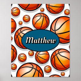 Basketbal patroon naam poster