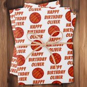 Basketbal patroon Sport Happy Birthday Inpakpapier Vel