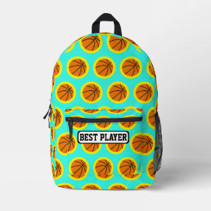 Basketbal Patroon Turquoise Gele Aangepaste Naam Bedrukte Rugzak