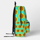 Basketbal Patroon Turquoise Gele Aangepaste Naam Bedrukte Rugzak (Links)