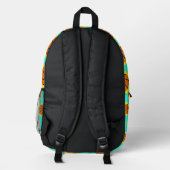 Basketbal Patroon Turquoise Gele Aangepaste Naam Bedrukte Rugzak (Achterkant)