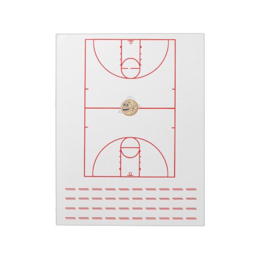 Basketbal Playbook Rood | Notitieblok (Linkerzijde)