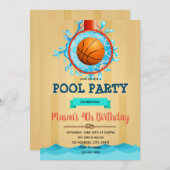 Basketbal Pool Party uitnodiging (Voorkant / Achterkant)