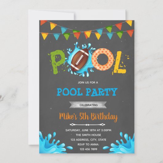 Basketbal poolparty kaart (Voorkant)