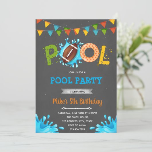 Basketbal poolparty kaart (Staand voorkant)