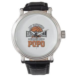 Basketbal Popo Grappige Vintage Sport Ontwerp_1 Horloge