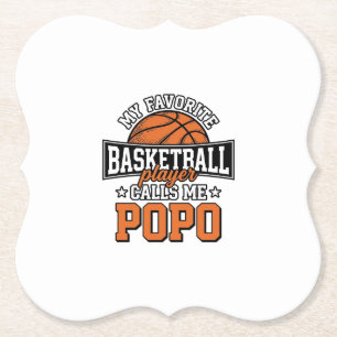 Basketbal Popo Grappige Vintage Sport Ontwerp_1 Kartonnen Onderzetters