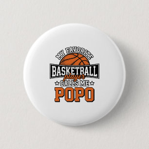 Basketbal Popo Grappige Vintage Sport Ontwerp_1 Ronde Button 5,7 Cm