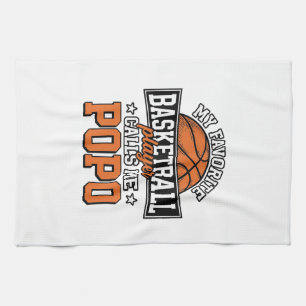 Basketbal Popo Grappige Vintage Sport Ontwerp_1 Theedoek