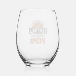 Basketbal Popo Grappige Vintage Sport Ontwerp_1 Wijnglas Zonder Voet