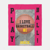 Basketbal Raspberry Naam Fleece Deken (Voorkant)