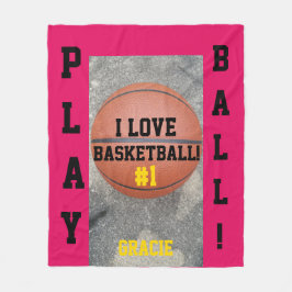 Basketbal Raspberry Naam Fleece Deken