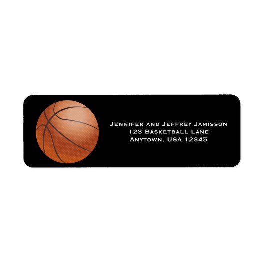 Basketbal Retouradres Labels op zwart (Voorkant)