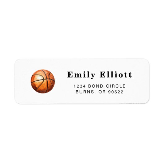 Basketbal retouradreslabels etiket (Voorkant)