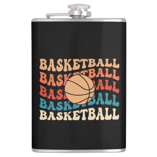 basketbal Retro Sport Typografie Ontwerp Heupfles (Voorkant)