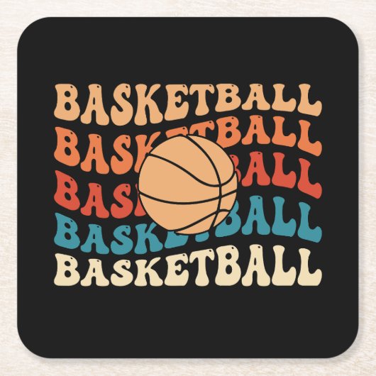  basketbal Retro Sport Typografie Ontwerp Kartonnen Onderzetters (Voorkant)