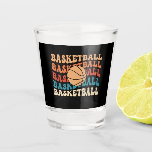 basketbal Retro Sport Typografie Ontwerp Shot Glas (Voorkant)