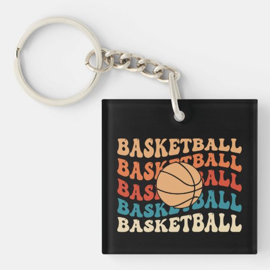 basketbal Retro Sport Typografie Ontwerp Sleutelhanger (voorkant)