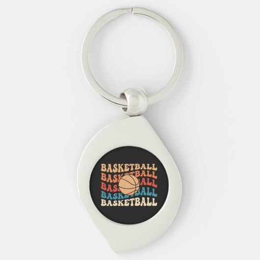 basketbal Retro Sport Typografie Ontwerp Sleutelhanger (Voorkant)
