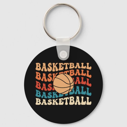  basketbal Retro Sport Typografie Ontwerp Sleutelhanger (Voorkant)
