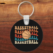  basketbal Retro Sport Typografie Ontwerp Sleutelhanger (Voorkant)