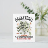 Basketbal - Rise & Shine Spelen Met Sportmanschap Feestdagenkaart (Staand voorkant)