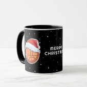 Basketbal Rode Kerstman Hoed Prettig Kerstfeest Mok (Voorkant links)