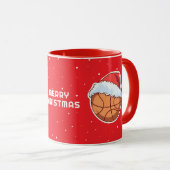 Basketbal Rode Kerstman Hoed Vrolijk Kerstfeest Mok (Voorkant rechts)