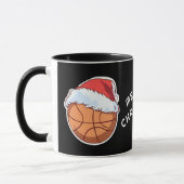 Basketbal Rode Kerstman Hoed Vrolijk Kerstfeest Mok (Links)