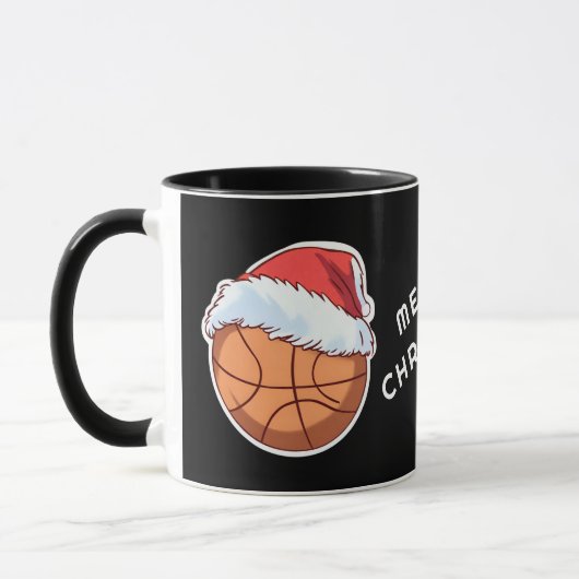Basketbal Rode Kerstman Hoed Vrolijk Kerstfeest Mok (Links)