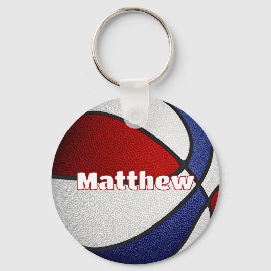 Basketbal Rood Blauw Team Kleuren Party Favorieten Sleutelhanger (Voorkant)