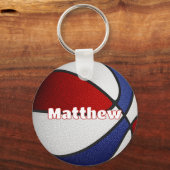 Basketbal Rood Blauw Team Kleuren Party Favorieten Sleutelhanger (Voorkant)