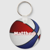 Basketbal Rood Blauw Team Kleuren Party Favorieten Sleutelhanger (Achterkant)