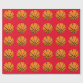 Basketbal rood Sinaasappel Cadeaupapier (Vlak)