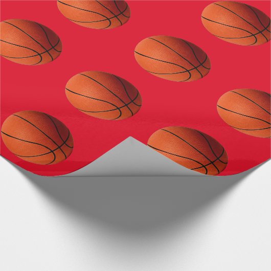 Basketbal rood Sinaasappel Cadeaupapier (Hoek)