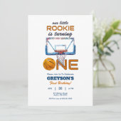 Basketbal Rookie 1e verjaardag uitnodiging (Staand voorkant)
