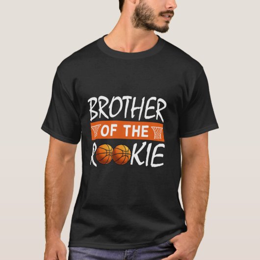 Basketbal Rookie Boy Eerste Verjaardag BROER Famil T-shirt (Voorkant)