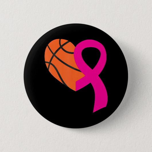 Basketbal roze lint koele borstkanker ronde button 5,7 cm (Voorkant)