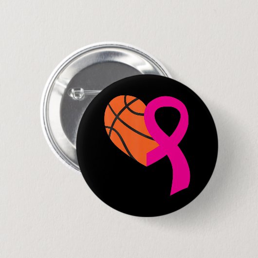 Basketbal roze lint koele borstkanker ronde button 5,7 cm (Voorkant /achterkant)