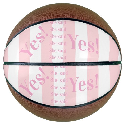 Basketbal Roze & Witte Streep Ze zei Ja! (Voorkant)