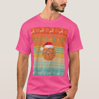 Basketbal Santa Christmas Holiday Lights Base T-shirt