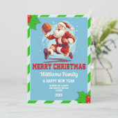 Basketbal santa claus Cartoon Kaart (Staand voorkant)