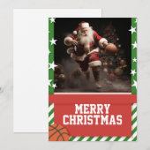 Basketbal santa claus feestdagenkaart (Voorkant / Achterkant)