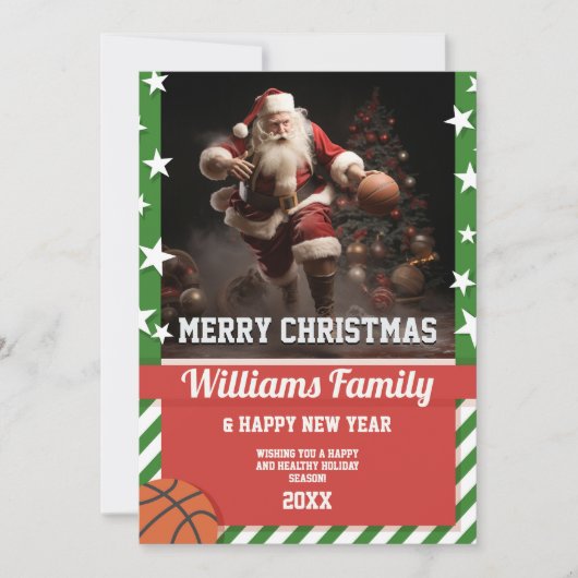 Basketbal santa claus kaart (Voorkant)