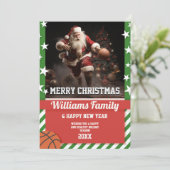 Basketbal santa claus kaart (Staand voorkant)