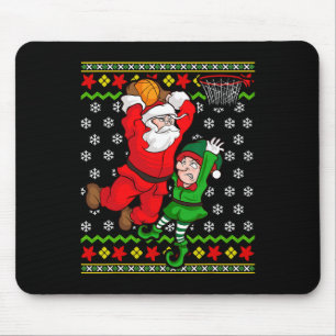 Basketbal Santa Claus Slam Dunk Elf Ugly Christmas Muismat