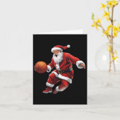 Basketbal Santa Slam Dunk Lelijke Kerst Kaart (Gele Bloem)