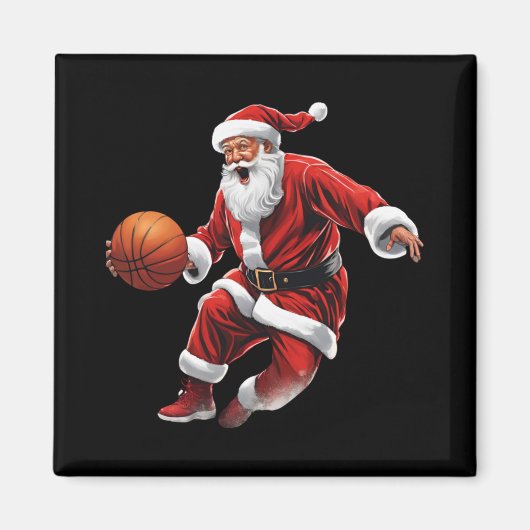 Basketbal Santa Slam Dunk Lelijke Kerst Magneet (Voorkant)