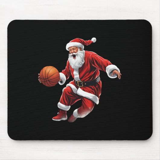 Basketbal Santa Slam Dunk Lelijke Kerst Muismat (Voorkant)