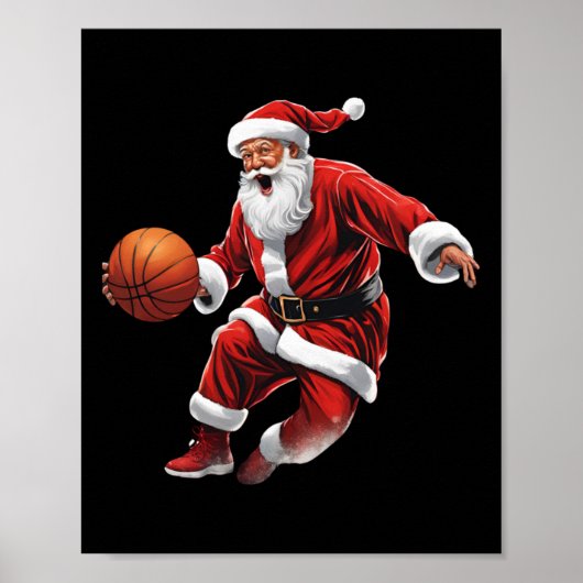 Basketbal Santa Slam Dunk Lelijke Kerst Poster (Voorkant)